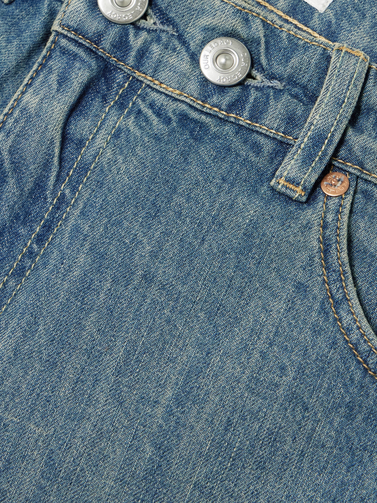 OUR LEGACY COVER FRAYED DENIM MINI SKIRT