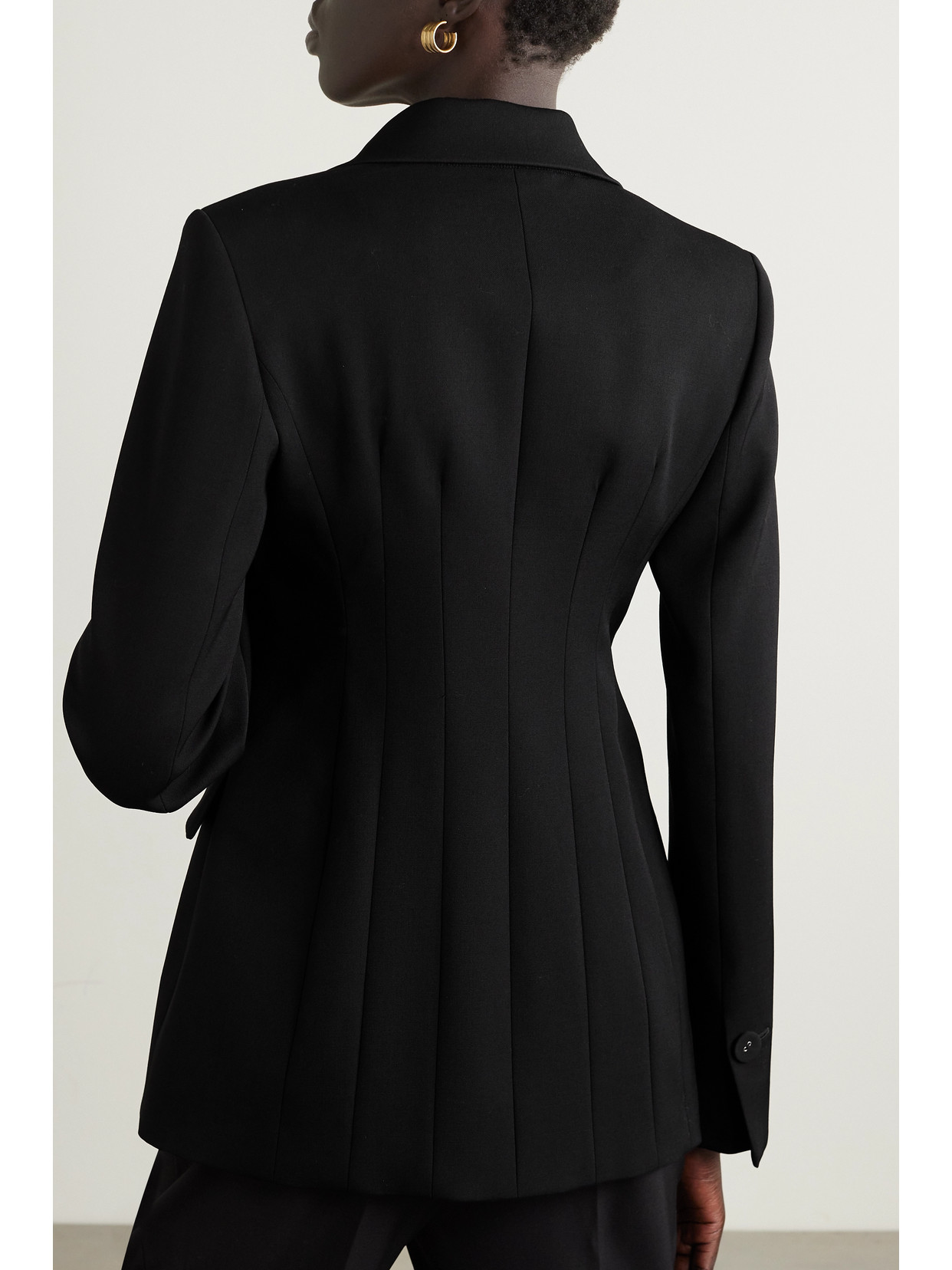 Another Tomorrow Double Breasted Structured Jacket In Black
