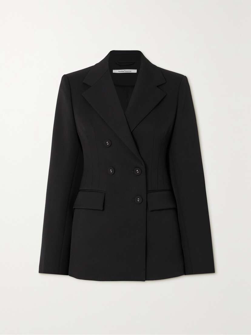 Another Tomorrow Double-breasted Wool-blend Twill Blazer