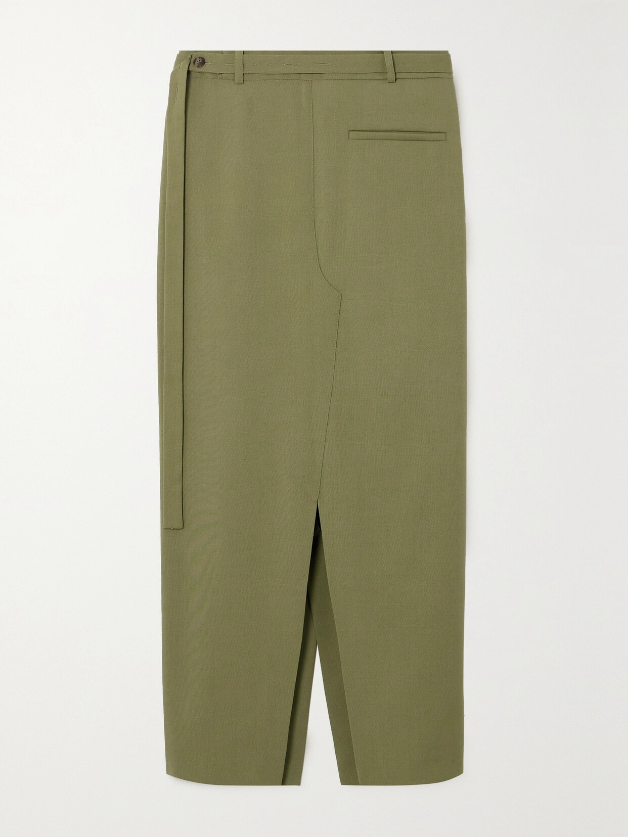 Rohe Belted Wool Maxi Skirt In Green