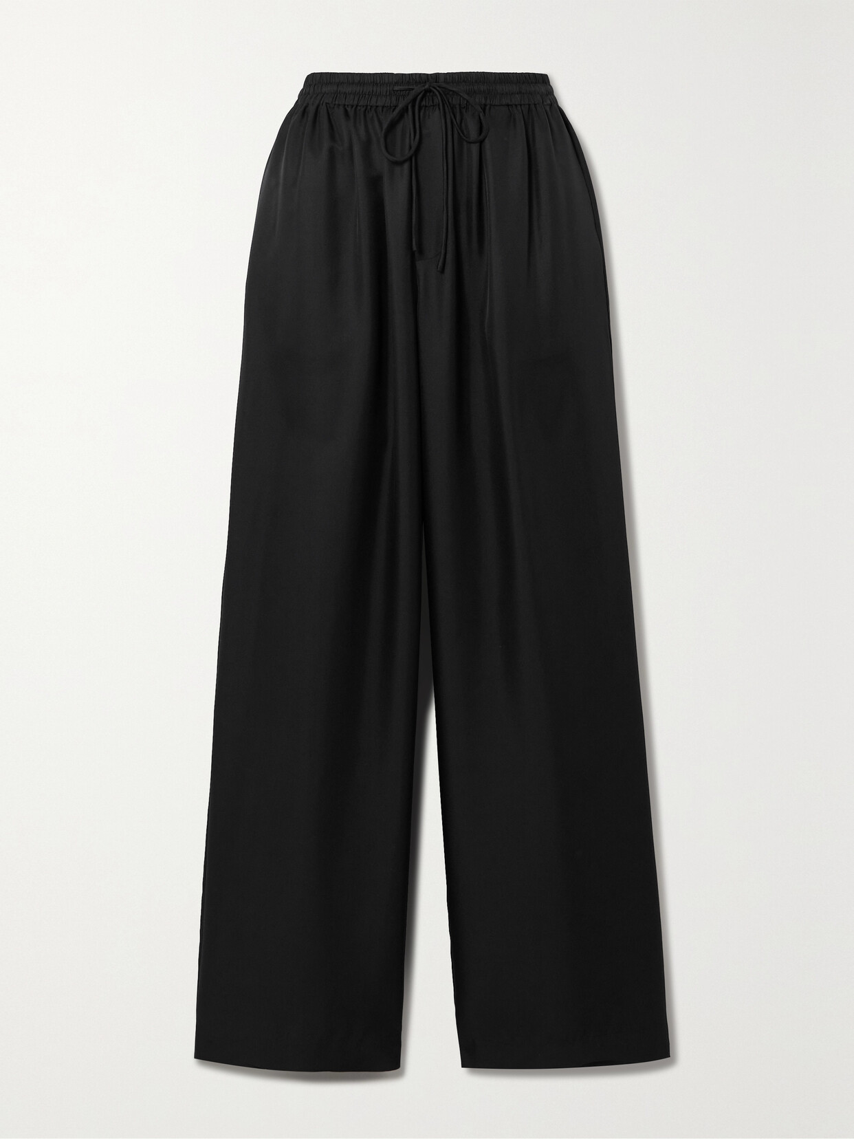 RÓHE Gathered Silk Wide-leg Pants - Black