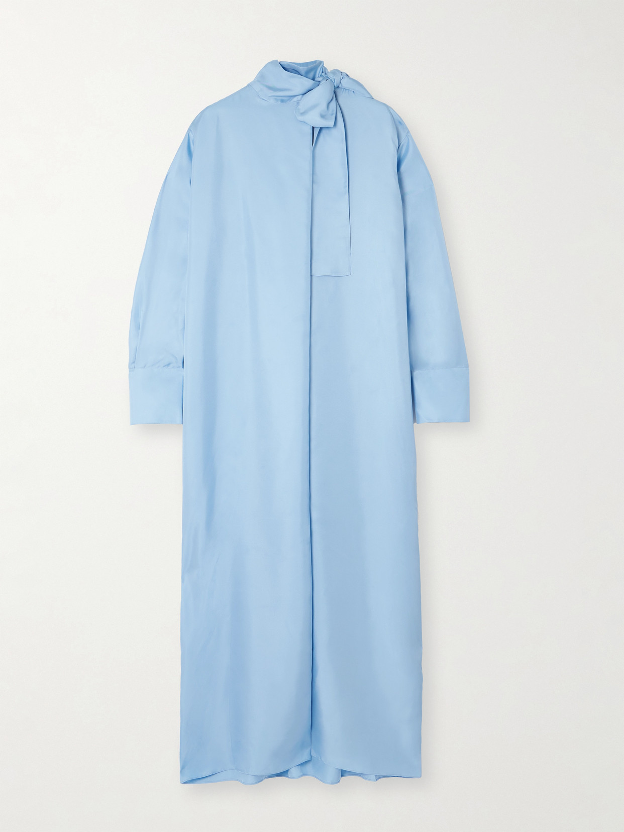 RÓHE Pussy-bow Silk-twill Maxi Dress - Blue