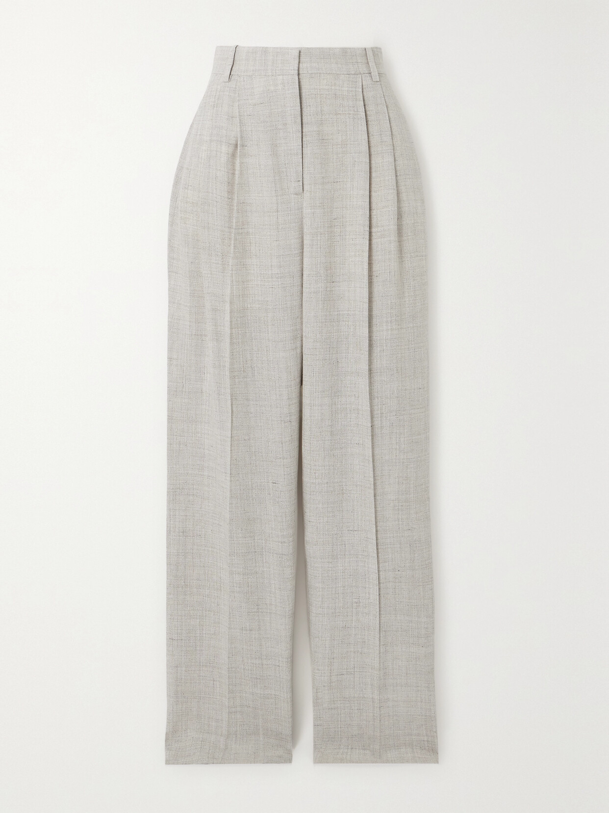 Shop Rohe Pleated Woven Wide-leg Pants In Gray