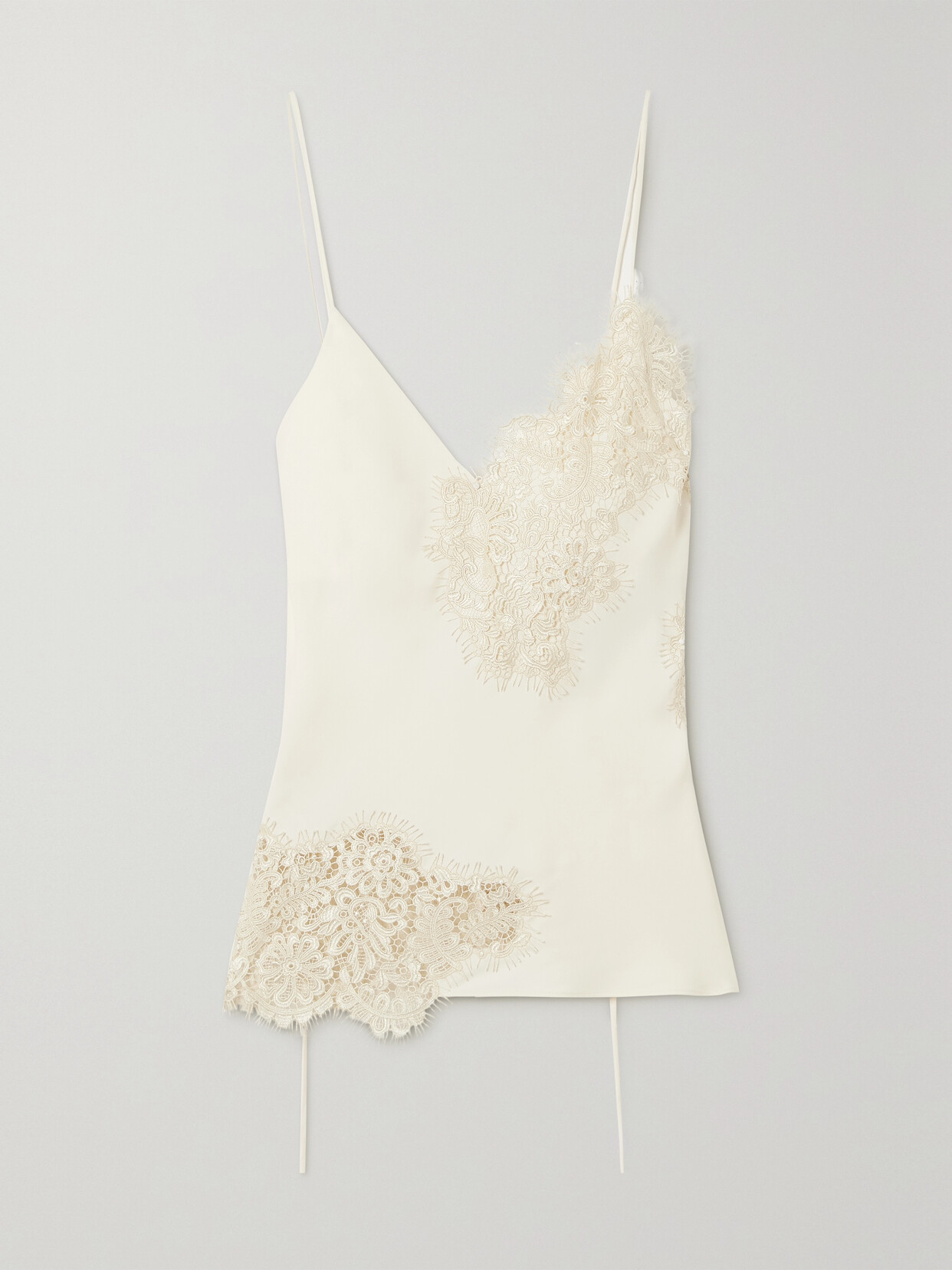 RÓHE Leavers Lace-paneled Satin Camisole - Cream
