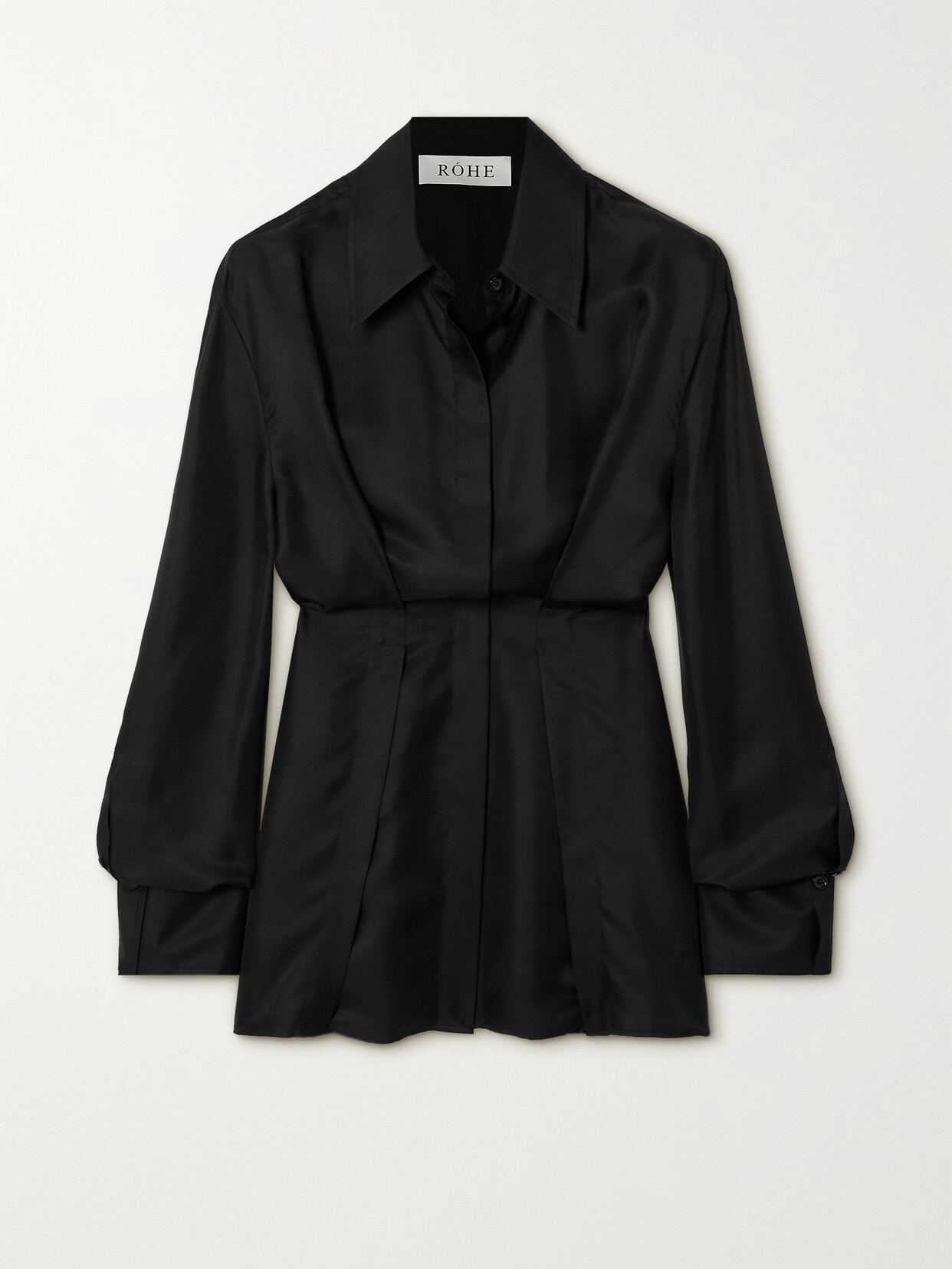 RÓHE Pleated Gathered Silk Shirt - Black