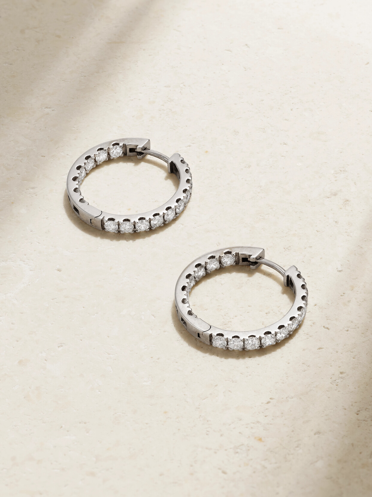 Roxanne First - Mega Small 14-karat White Gold Diamond Hoop Earrings - One size