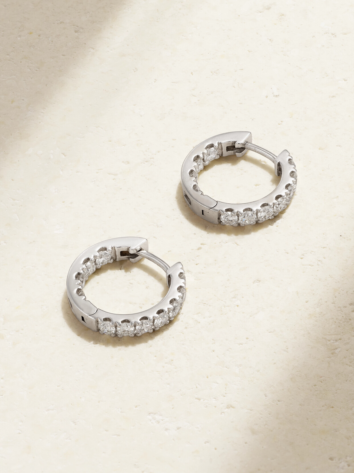 Roxanne First - Mega Smallest 14-karat White Gold Diamond Hoop Earrings - One size