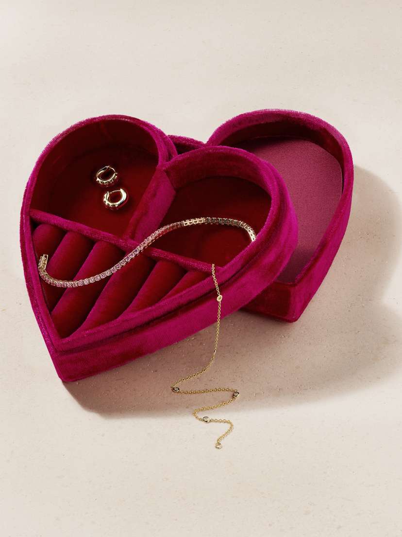 Roxanne First Dreambox 14-karat Rose And Yellow Gold, Sapphire, Diamond And Velvet Jewelry Set