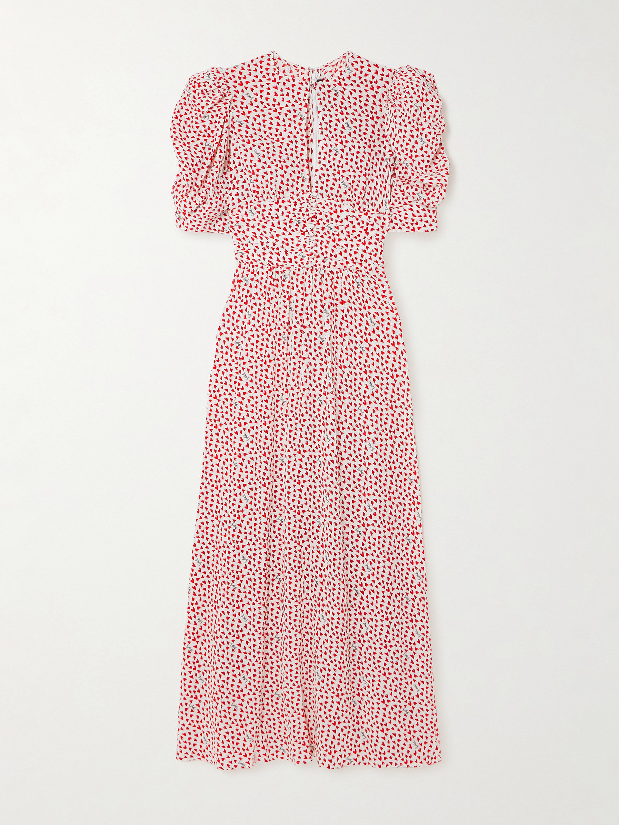 Shop Rotate Birger Christensen Printed Crepe Maxi Dress In Red