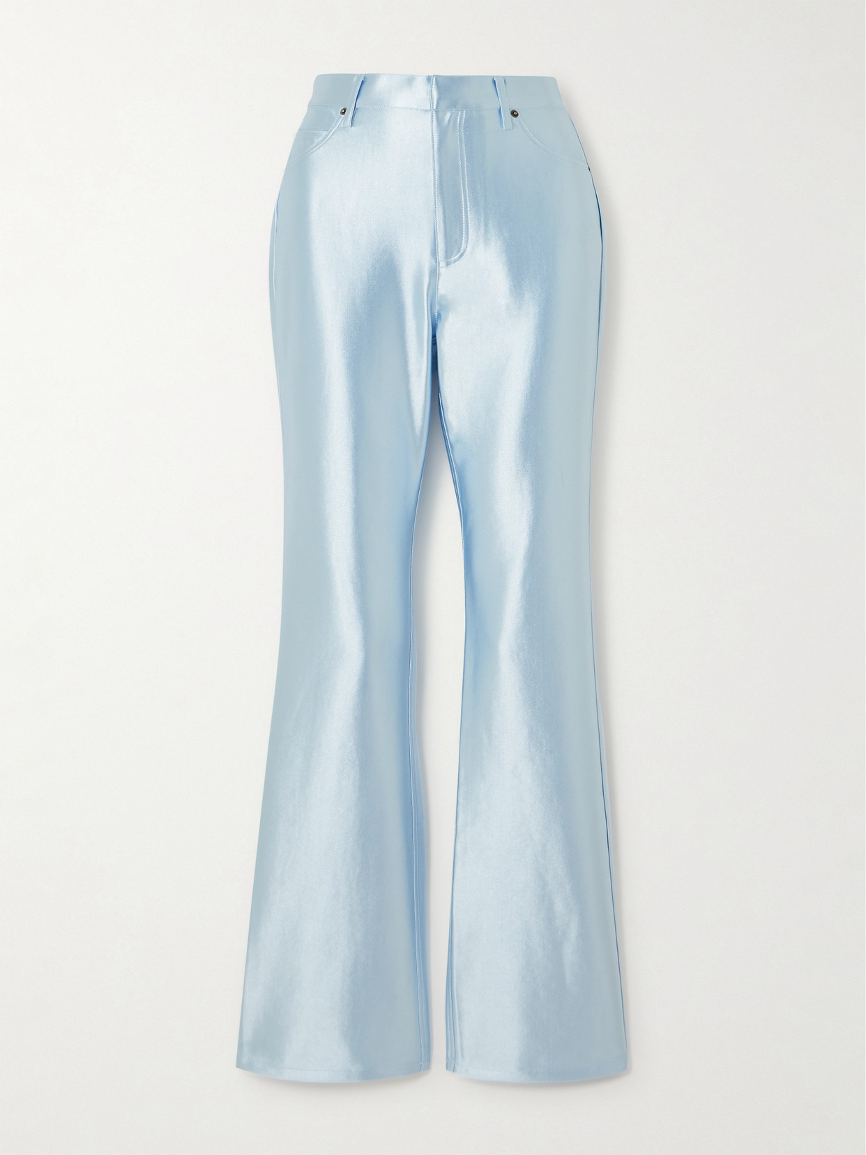 Rotate Birger Christensen Satin Flared Trousers In Blue
