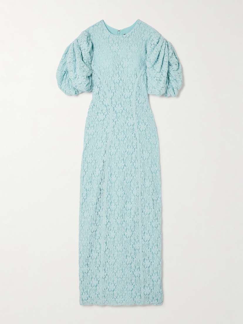 ROTATE Birger Christensen Gathered Recycled-lace Midi Dress