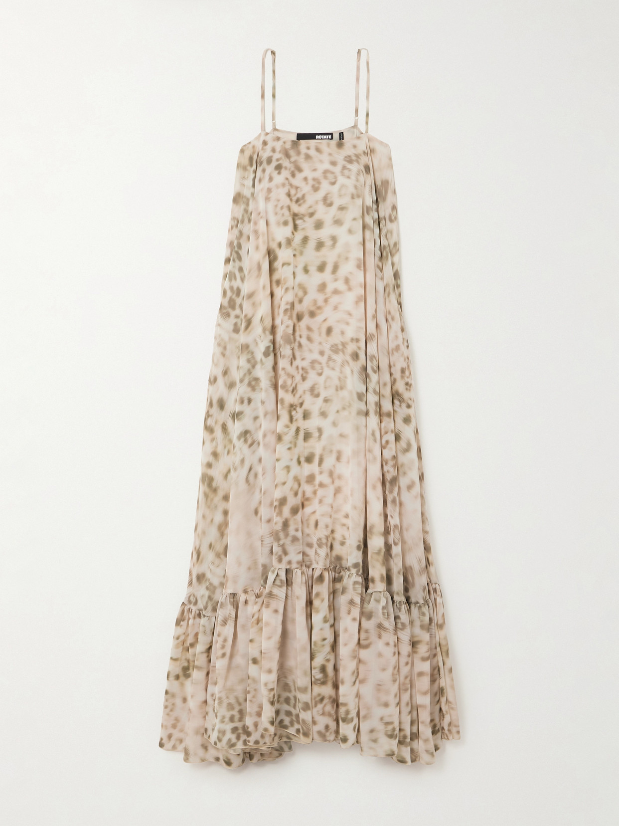 Shop Rotate Birger Christensen Leopard-print Gathered Recycled-chiffon Maxi Dress In Animal Print