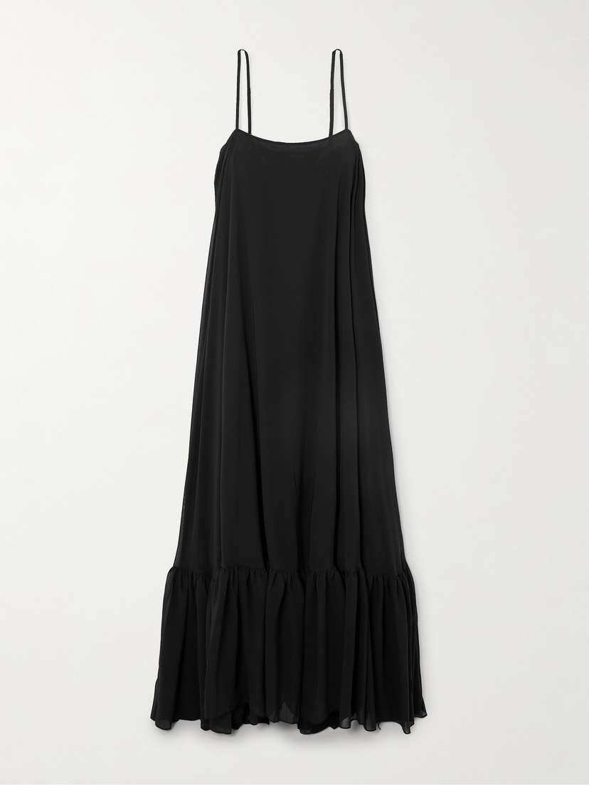Rotate Birger Christensen Tiered Recycled-chiffon Maxi Dress
