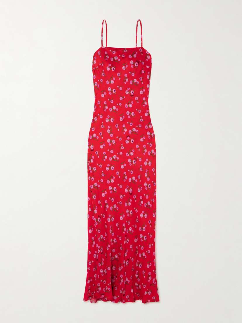 Rotate Birger Christensen Floral-print Satin Maxi Dress