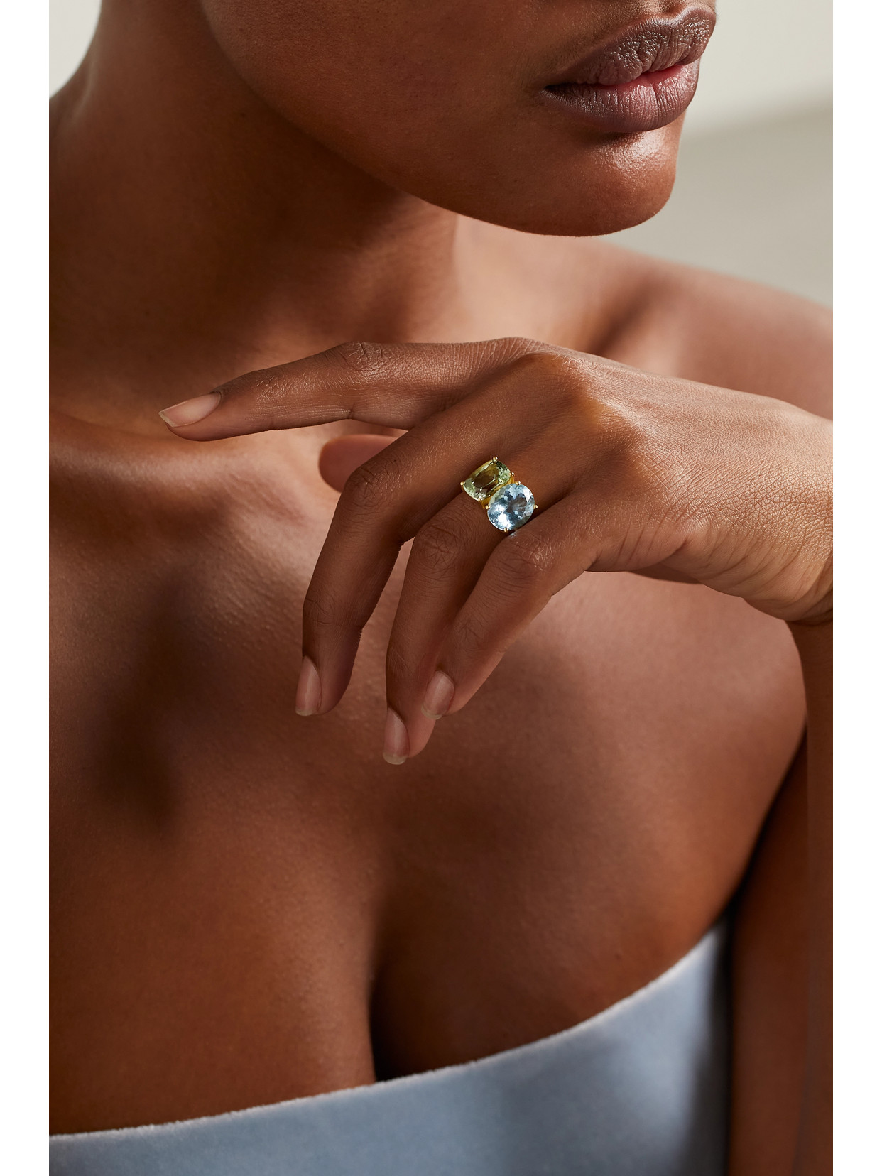 Shop Irene Neuwirth Gemmy Gem 18-karat Gold, Aquamarine And Tourmaline Ring