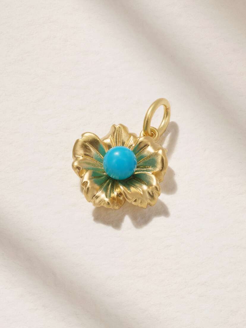 Irene Neuwirth Tropical Flower 18-karat Gold Turquoise Charm