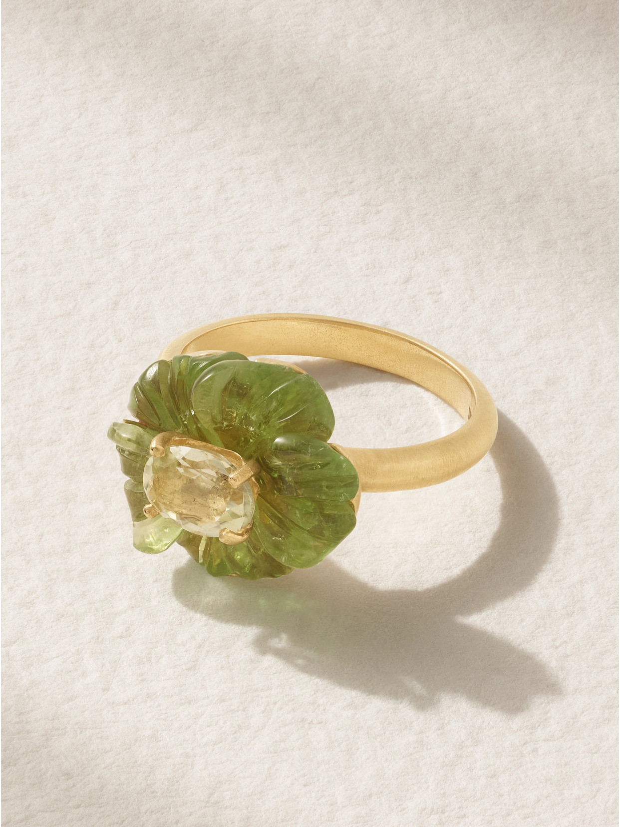 Irene Neuwirth Tropical Flower 18-karat Gold Tourmaline And Chrysoberyl Ring