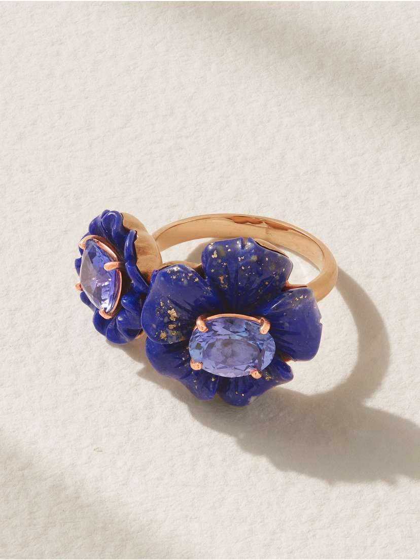 Irene Neuwirth Tropical One Of A Kind 18-karat Rose Gold, Lapis Lazuli And Tanzanite Ring