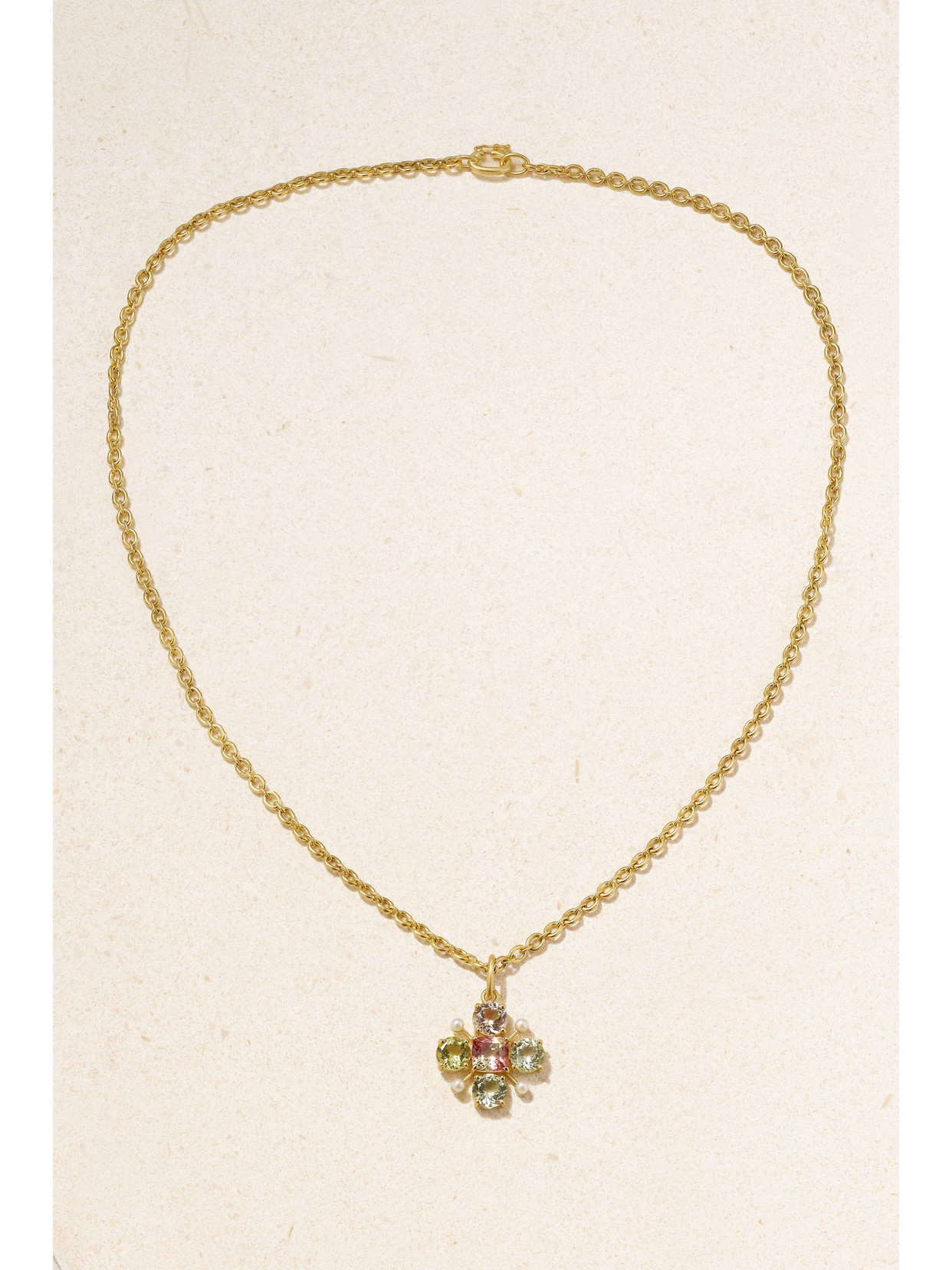 Irene Neuwirth Gemmy Gem 18-karat Gold, Tourmaline And Pearl Necklace In Gold