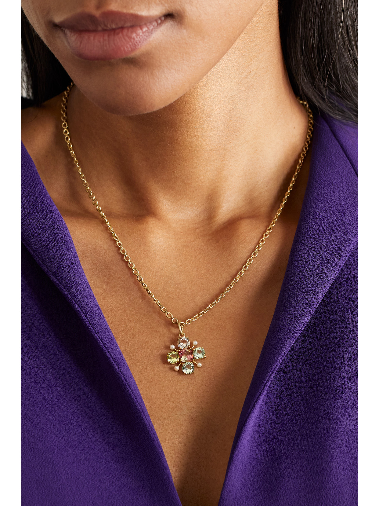 Irene Neuwirth Gemmy Gem 18-karat Gold, Tourmaline And Pearl Necklace In Gold