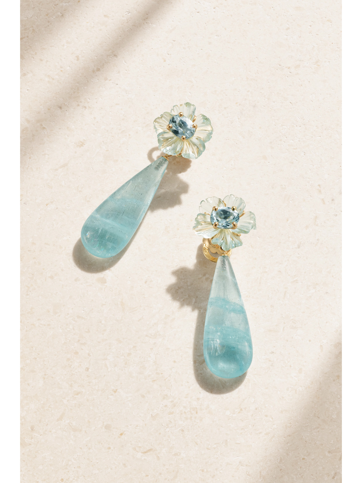 Irene Neuwirth Tropical Flower 18-karat Gold Aquamarine Earrings