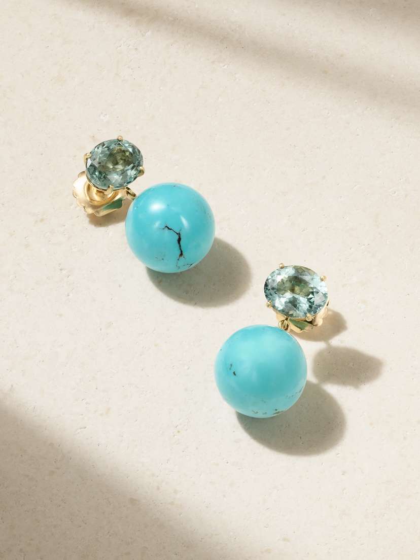 Irene Neuwirth Gumball 18-karat Gold, Tourmaline And Turquoise Earrings