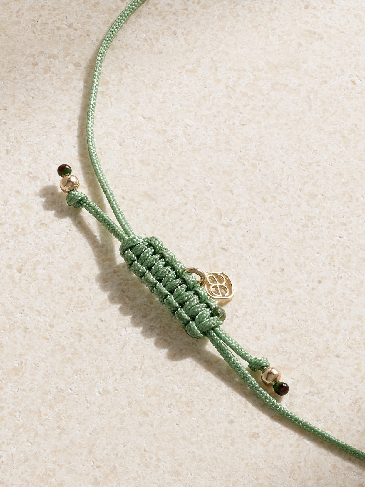 Sydney Evan Evil Eye 14-karat Gold, Cord And Enamel Bracelet In Gold