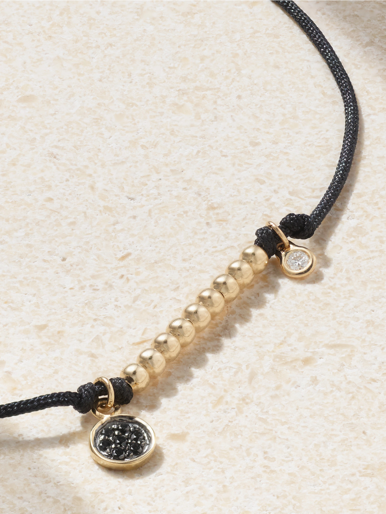 Sydney Evan 14-karat Gold, Cord And Diamond Bracelet In Gold