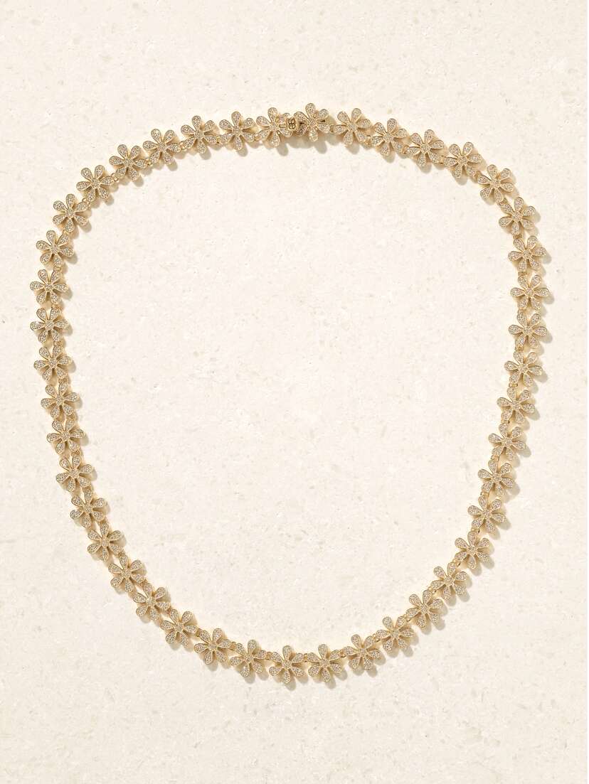 Sydney Evan Daisy Eternity 14-karat Gold Diamond Necklace