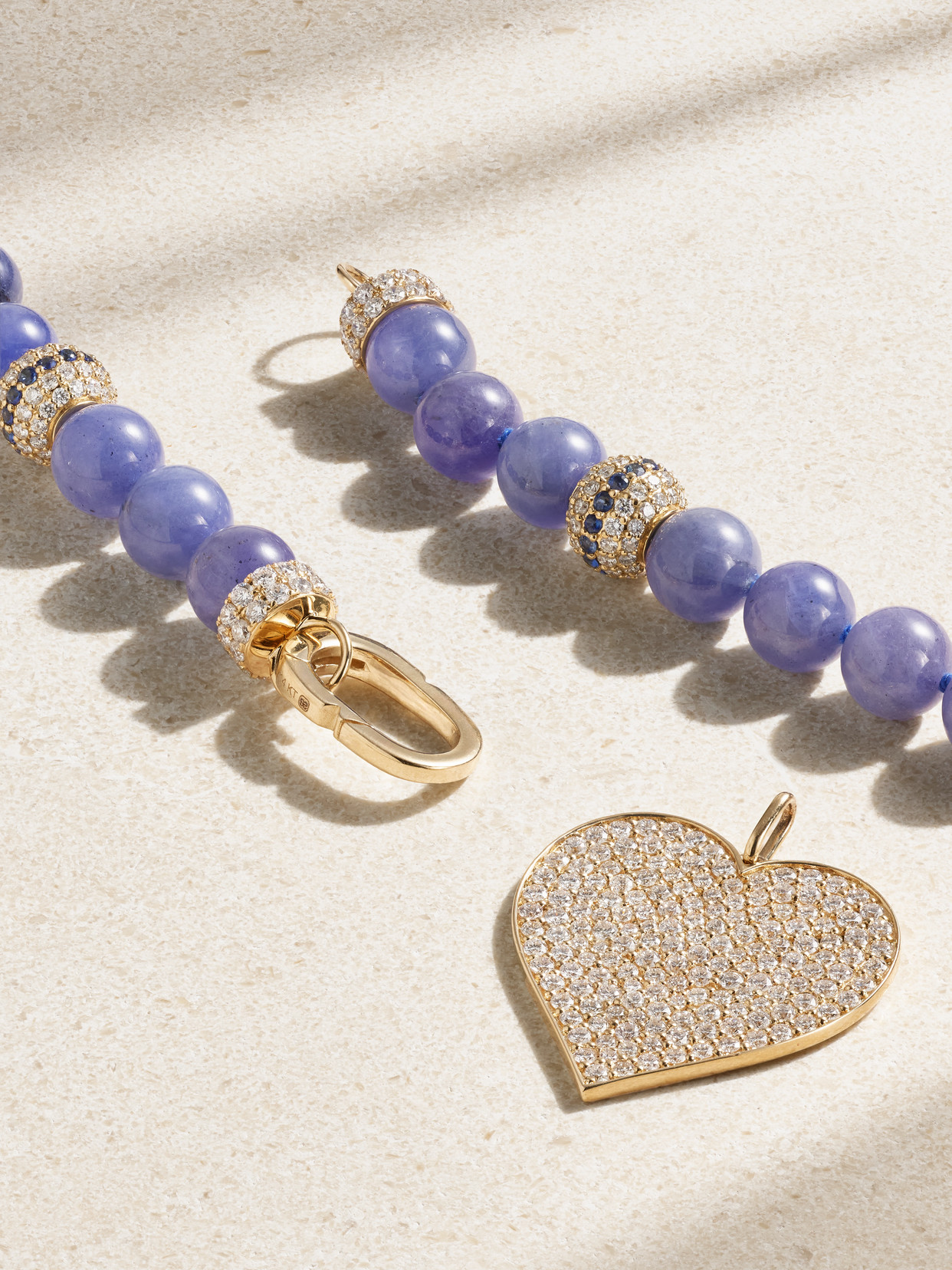 Sydney Evan Xl Heart 14-karat Gold Multi-stone Necklace In Gold