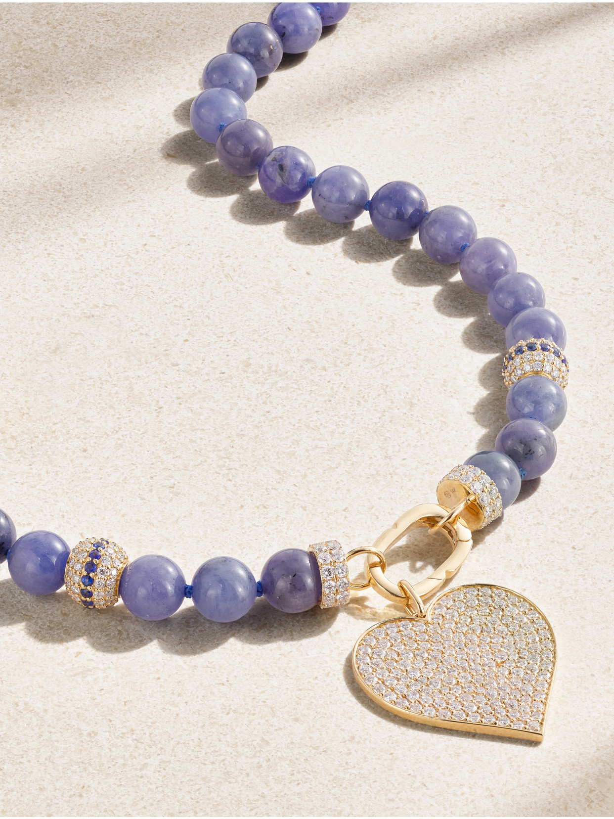 Sydney Evan Xl Heart 14-karat Gold Multi-stone Necklace In Gold