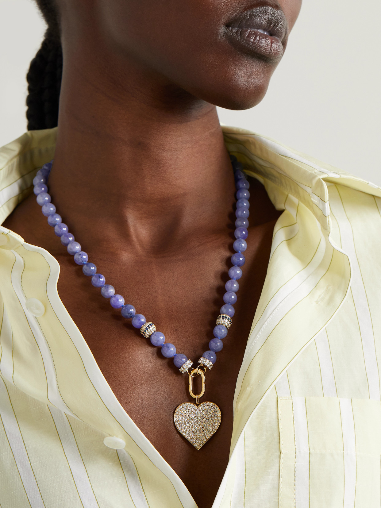 Sydney Evan Xl Heart 14-karat Gold Multi-stone Necklace In Gold