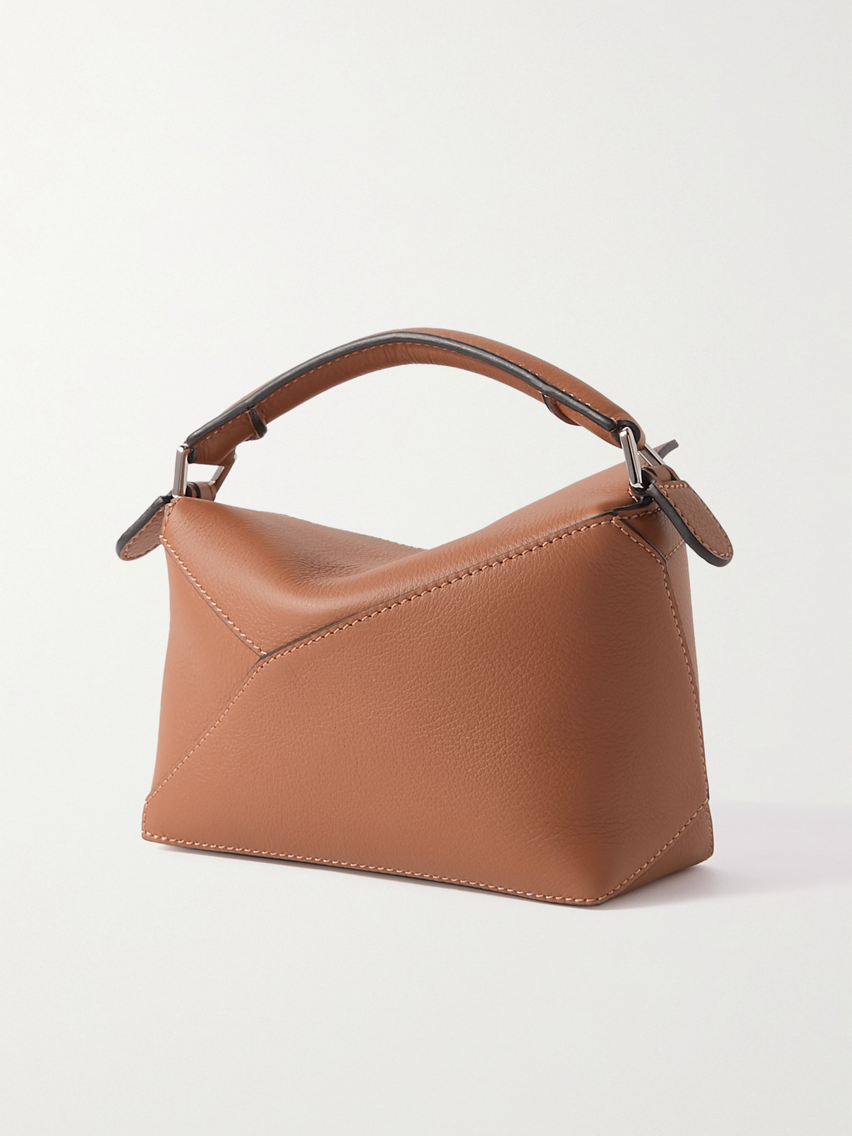 Loewe Puzzle Edge Mini Textured-leather Shoulder Bag In Brown