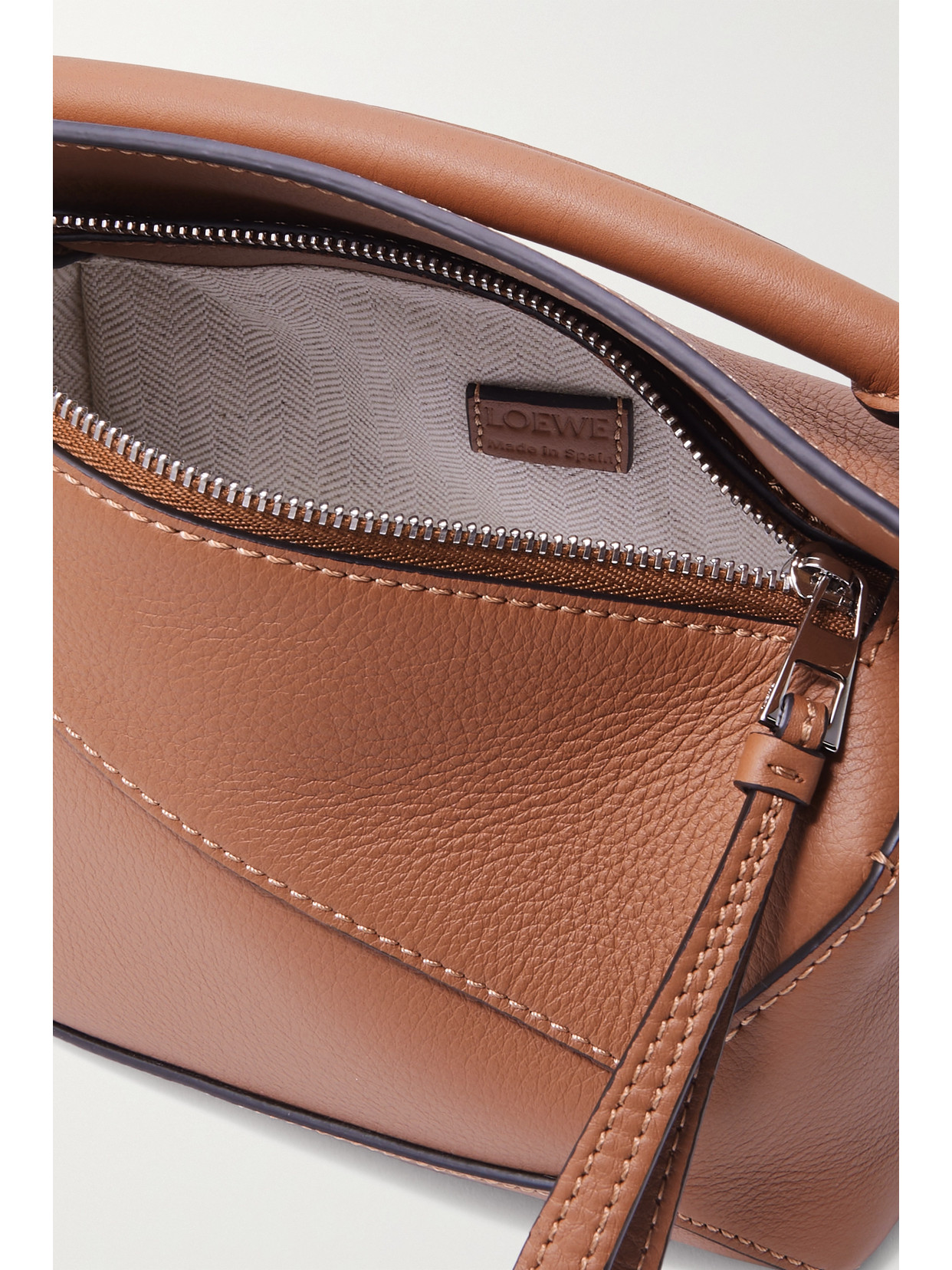 Loewe Puzzle Edge Mini Textured-leather Shoulder Bag In Brown