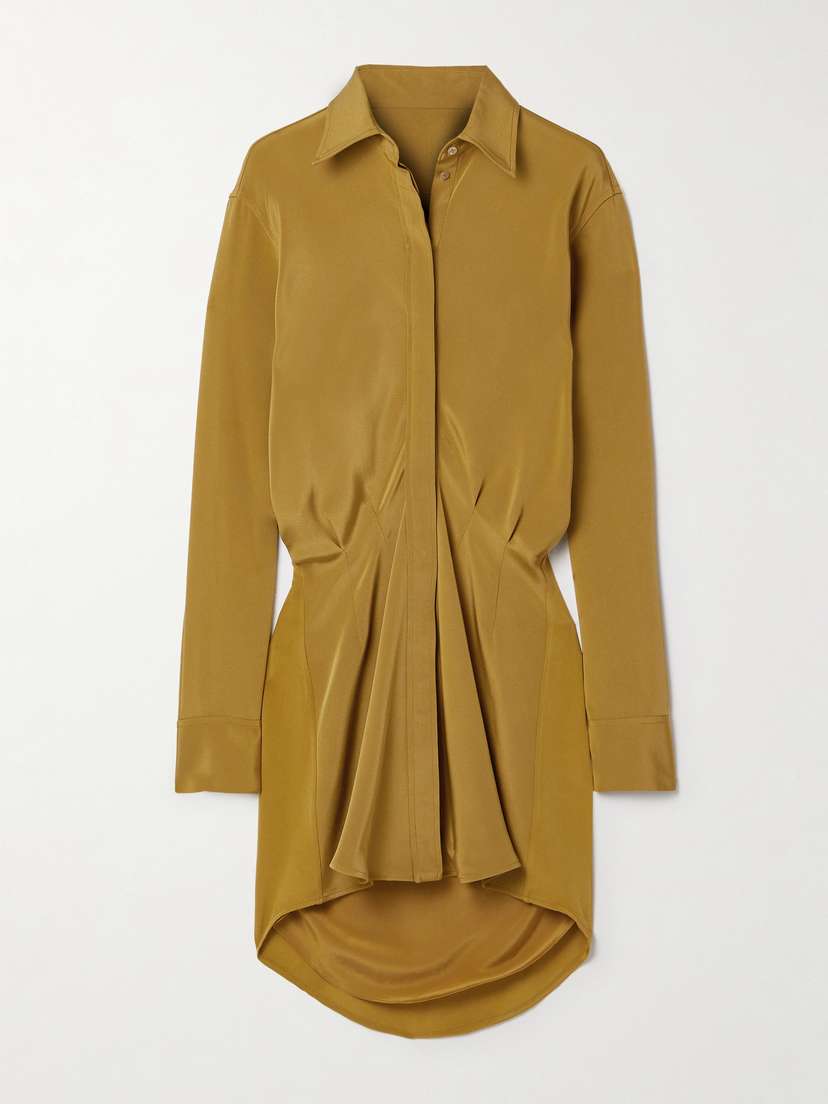 Brandon Maxwell The Vera Silk Crepe De Chine Mini Shirt Dress