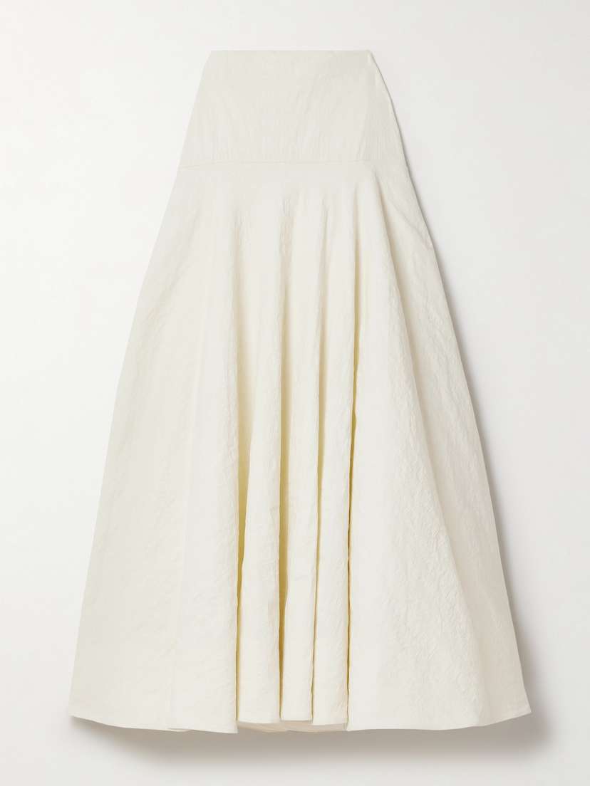 Brandon Maxwell The Ember Crinkled Linen-blend Midi Skirt