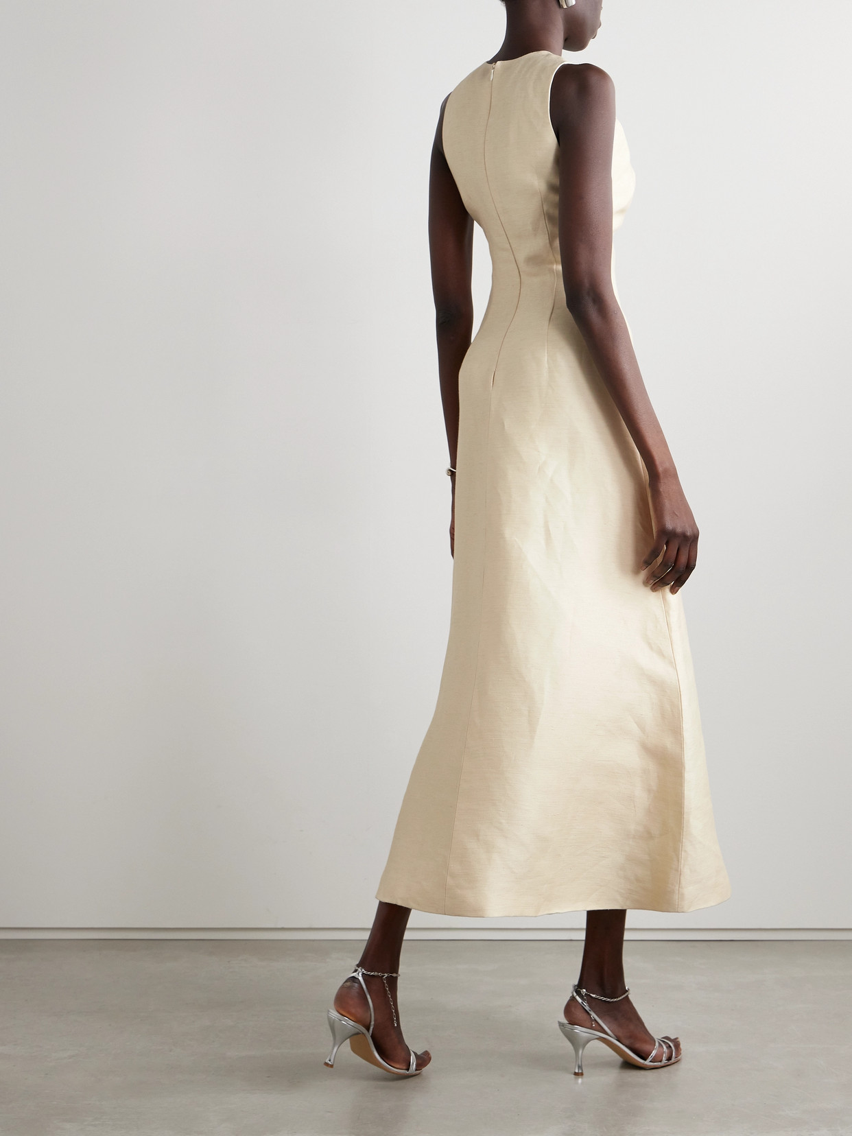 Brandon Maxwell The Shiva Paneled Linen And Silk-blend Dupioni Gown In Yellow