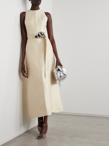 Brandon Maxwell The Shiva paneled linen and silk-blend dupioni gown