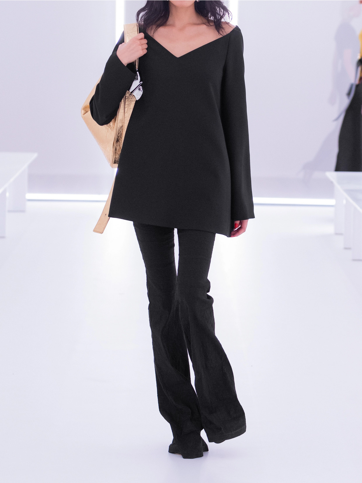 Brandon Maxwell The Fae Flared Stretch Linen-blend Pants In Black