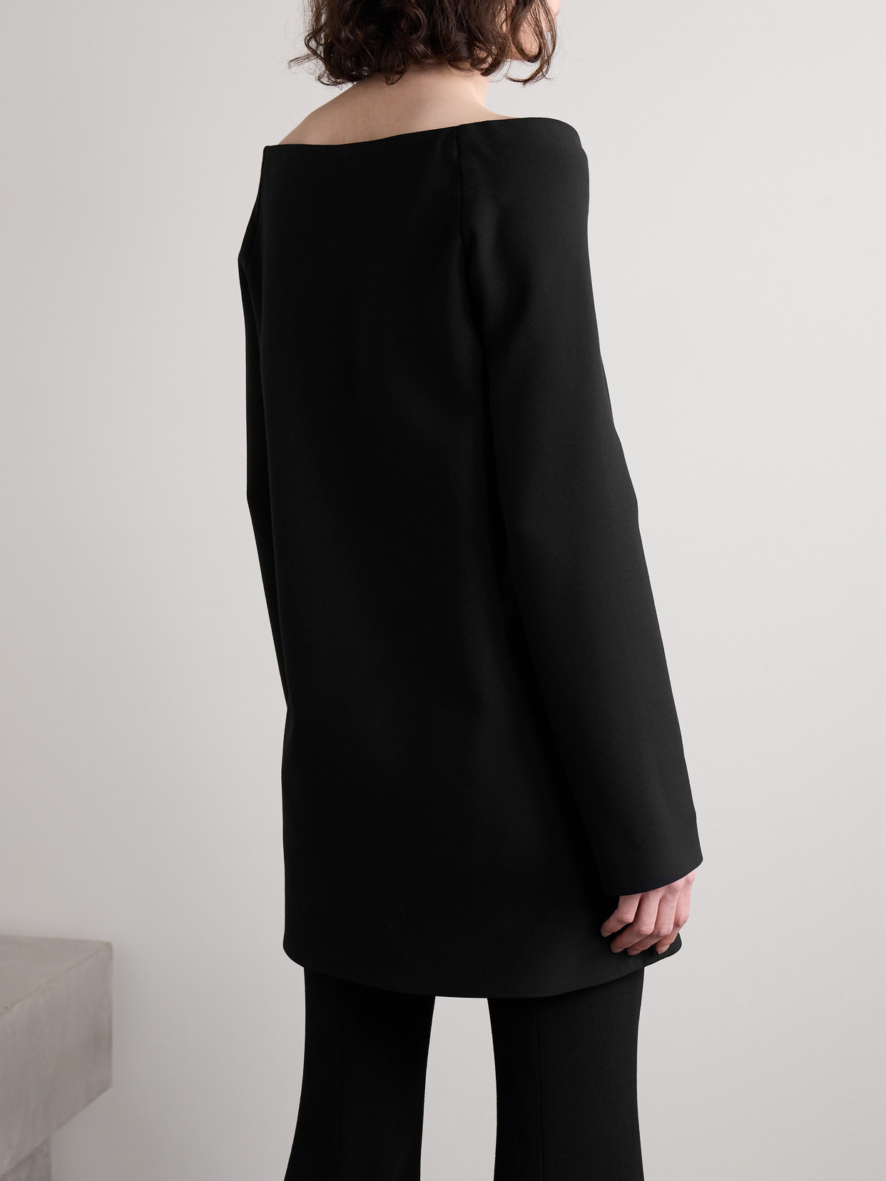 Brandon Maxwell The Zayna Off-the-shoulder Wool-blend Mini Dress In Black