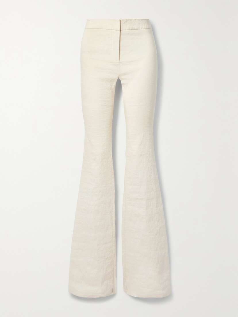 Brandon Maxwell The Fae Crinkled Linen-blend Flared Pants