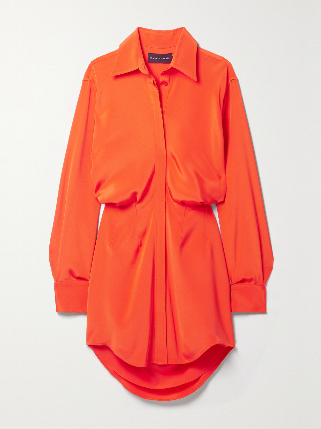 Brandon Maxwell The Vera Silk-crepe Mini Shirt Dress In Orange