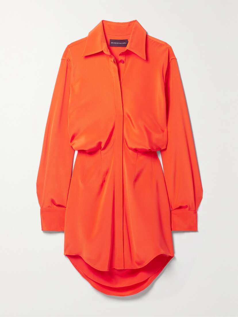 Brandon Maxwell The Vera Silk-crepe Mini Shirt Dress