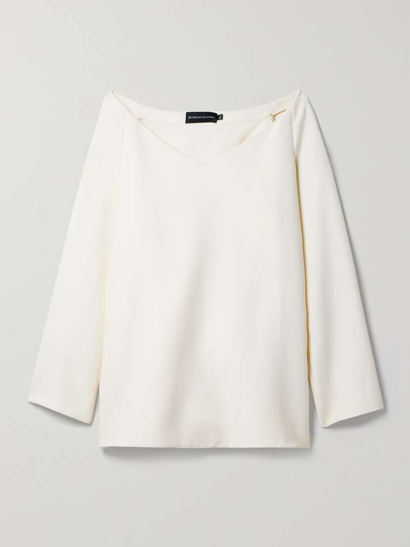 Brandon Maxwell The Zayna Off-the-shoulder Wool-blend Crepe Mini Dress