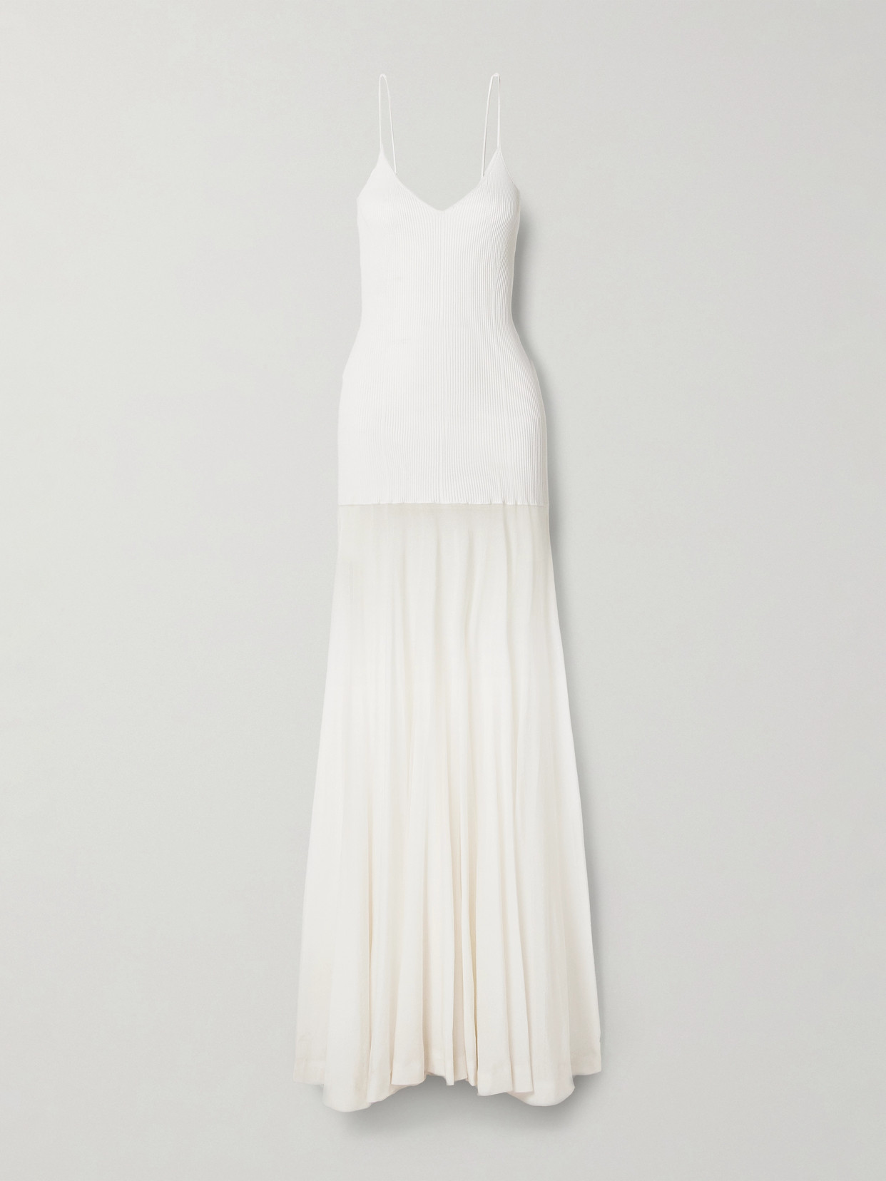 Brandon Maxwell The Katya Paneled Ribbed-knit And Jersey Gown In Ivory