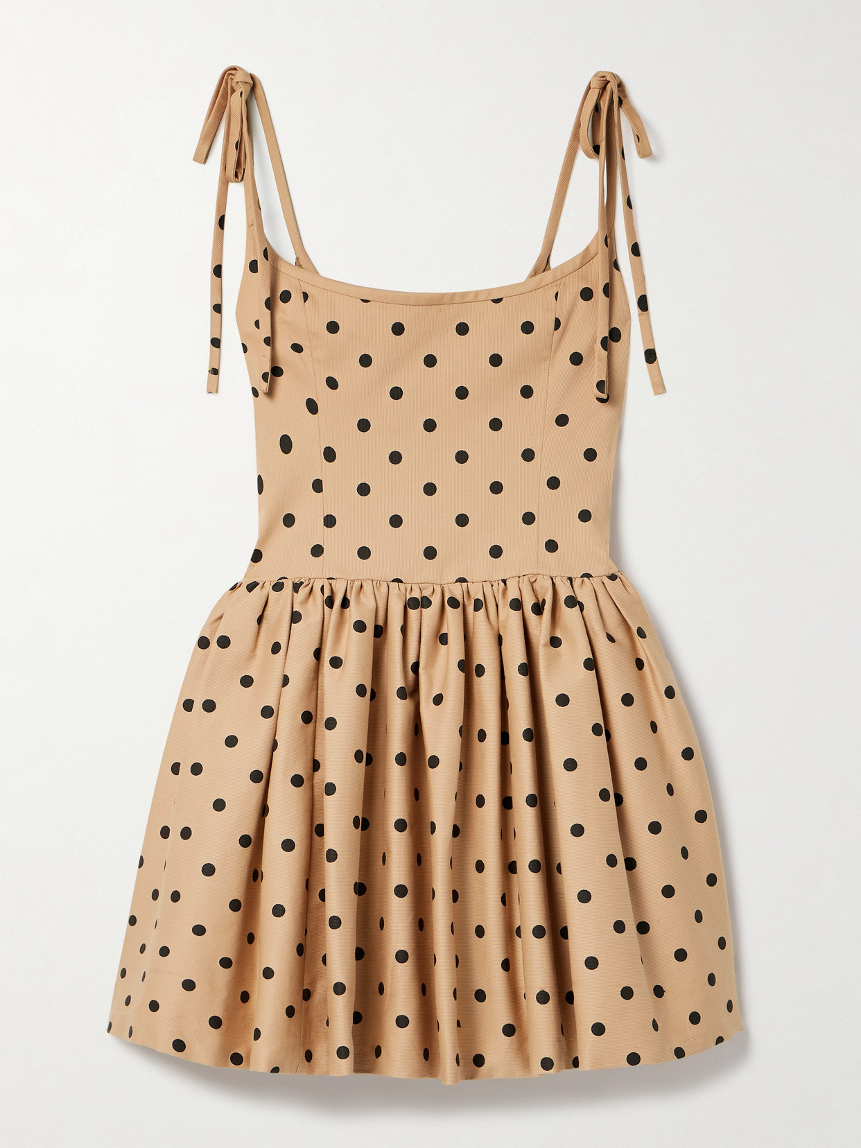 Shop Carolina Herrera Polka-dot Faille Mini Dress In Neutrals