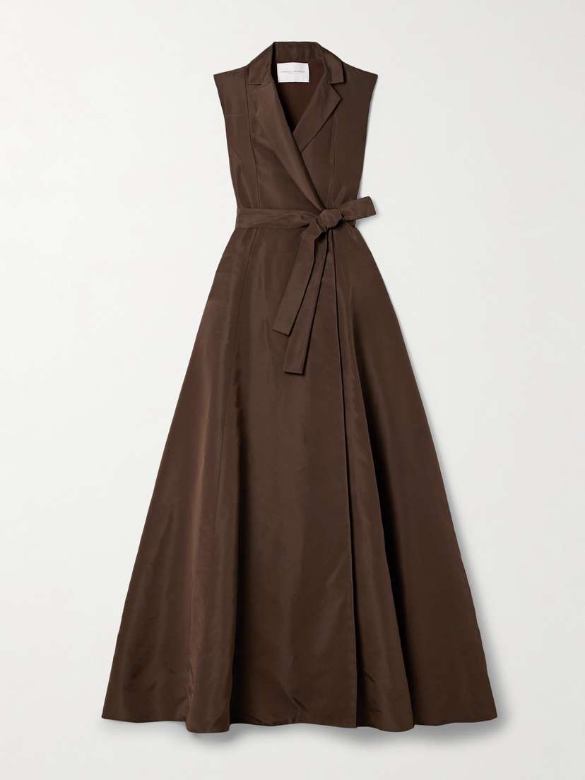 Carolina Herrera Belted Silk-faille Wrap Gown