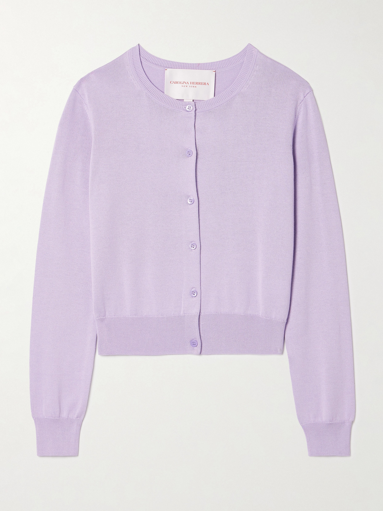 Carolina Herrera Silk And Cotton-blend Cardigan In Purple