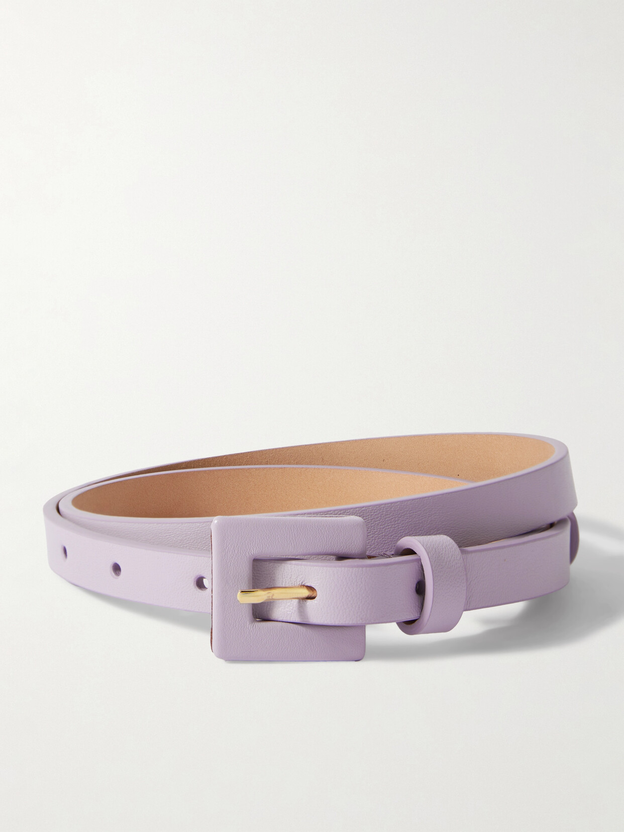 Shop Carolina Herrera Skinny 90's Leather Belt In Purple