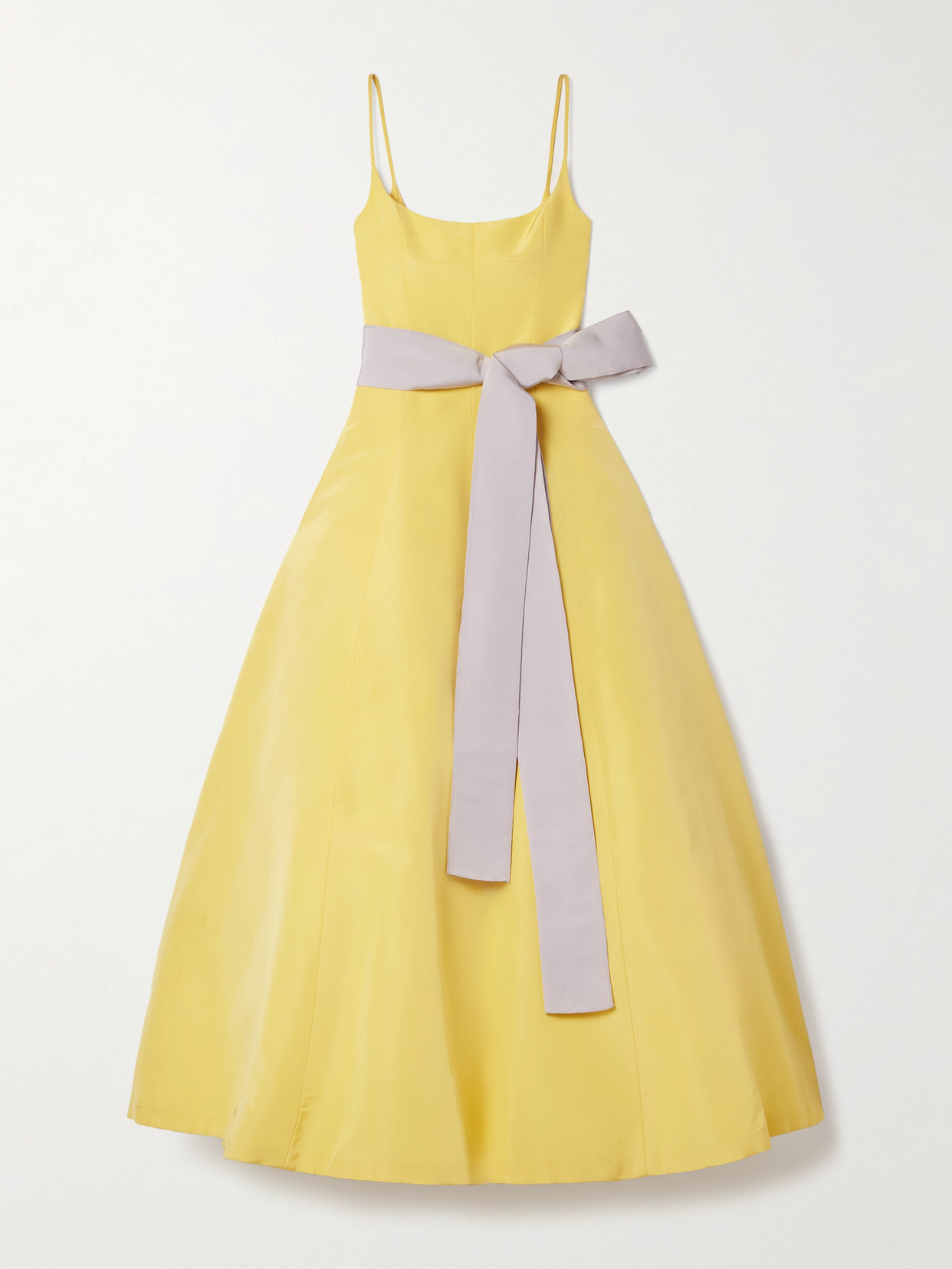 Shop Carolina Herrera Belted Silk-faille Gown In Yellow